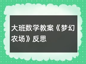 大班數(shù)學教案《夢幻農(nóng)場》反思