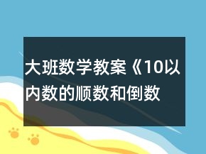 大班數(shù)學(xué)教案《10以內(nèi)數(shù)的順數(shù)和倒數(shù)》反思