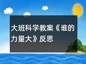 大班科學(xué)教案《誰(shuí)的力量大》反思