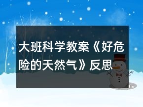 大班科學(xué)教案《好危險(xiǎn)的天然氣》反思