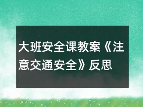 大班安全課教案《注意交通安全》反思