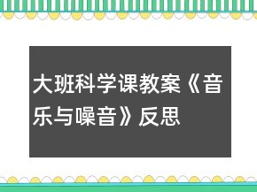 大班科學課教案《音樂與噪音》反思