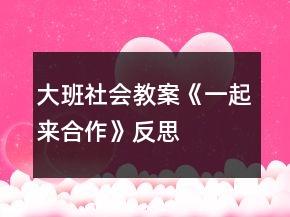 大班社會教案《一起來合作》反思