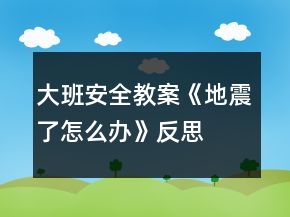 大班安全教案《地震了怎么辦》反思