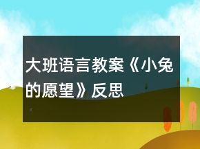 大班語言教案《小兔的愿望》反思