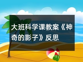 大班科學(xué)課教案《神奇的影子》反思