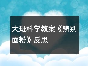 大班科學教案《辨別面粉》反思