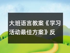 大班語言教案《學(xué)習(xí)活動最佳方案》反思