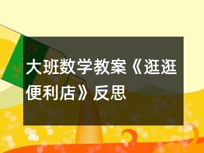 大班數(shù)學(xué)教案《逛逛便利店》反思