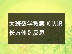 大班數(shù)學(xué)教案《認(rèn)識長方體》反思