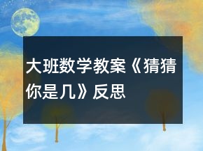 大班數(shù)學(xué)教案《猜猜你是幾》反思