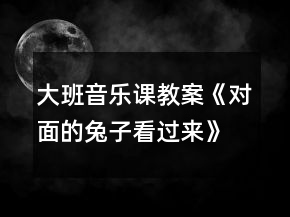 大班音樂課教案《對面的兔子看過來》反思