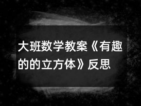 大班數(shù)學(xué)教案《有趣的的立方體》反思