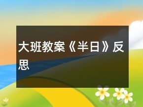 大班教案《半日》反思