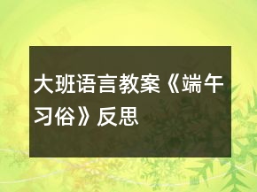 大班語言教案《端午習(xí)俗》反思