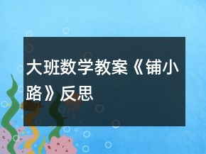 大班數(shù)學(xué)教案《鋪小路》反思