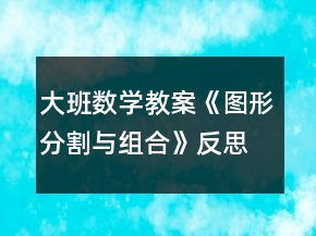 大班數(shù)學教案《圖形分割與組合》反思