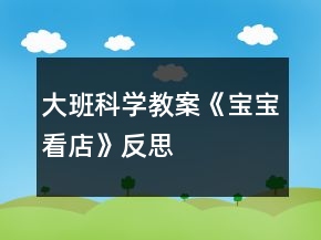 大班科學(xué)教案《寶寶看店》反思