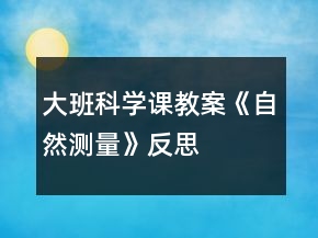 大班科學課教案《自然測量》反思