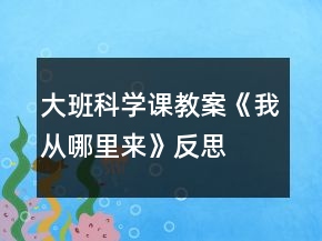 大班科學(xué)課教案《我從哪里來(lái)》反思