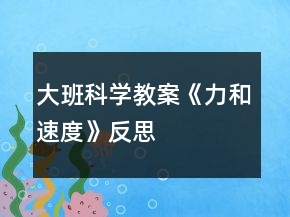 大班科學(xué)教案《力和速度》反思