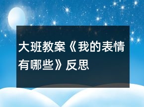 大班教案《我的表情有哪些》反思