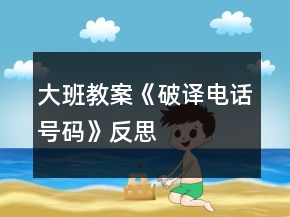 大班教案《破譯電話號(hào)碼》反思