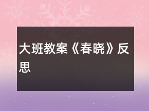 大班教案《春曉》反思