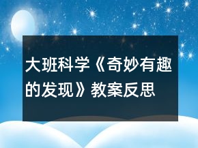 大班科學(xué)《奇妙有趣的發(fā)現(xiàn)》教案反思
