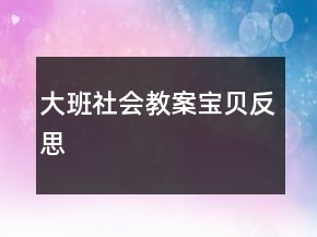 大班社會(huì)教案：寶貝反思