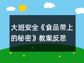 大班安全《食品帶上的秘密》教案反思