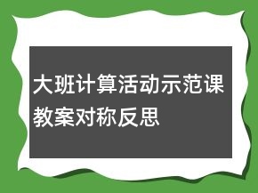 大班計算活動示范課教案：對稱反思