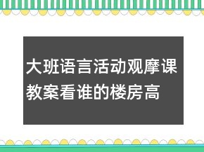 大班語言活動觀摩課教案：看誰的樓房高