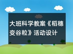 大班科學教案《稻穗變谷粒》活動設計與反思