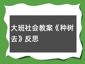 大班社會教案《種樹去》反思