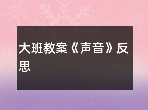 大班教案《聲音》反思