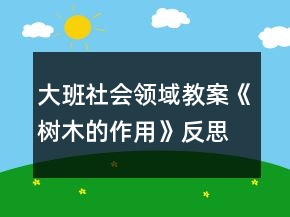 大班社會(huì)領(lǐng)域教案《樹木的作用》反思