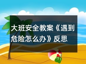 大班安全教案《遇到危險怎么辦》反思