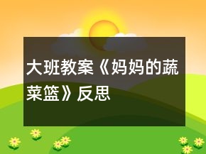大班教案《媽媽的蔬菜籃》反思