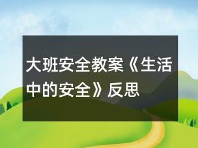 大班安全教案《生活中的安全》反思