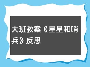 大班教案《星星和哨兵》反思