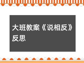 大班教案《說相反》反思