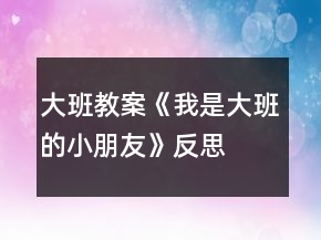 大班教案《我是大班的小朋友》反思