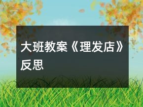 大班教案《理發(fā)店》反思