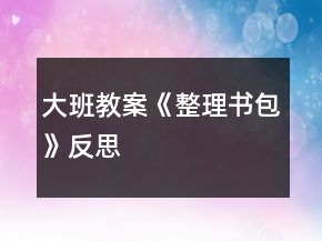 大班教案《整理書包》反思