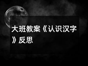 大班教案《認識漢字》反思