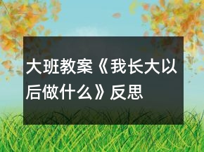 大班教案《我長大以后做什么》反思