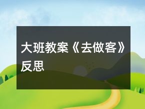 大班教案《去做客》反思