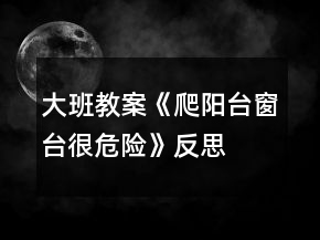 大班教案《爬陽臺窗臺很危險》反思