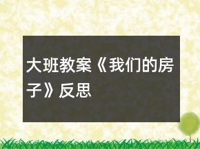 大班教案《我們的房子》反思